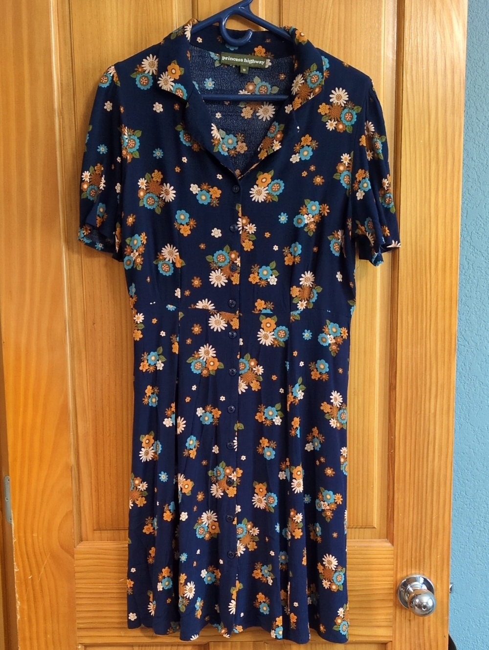 Princess Highway Navy Blue Shirtdress, Sz AU 10